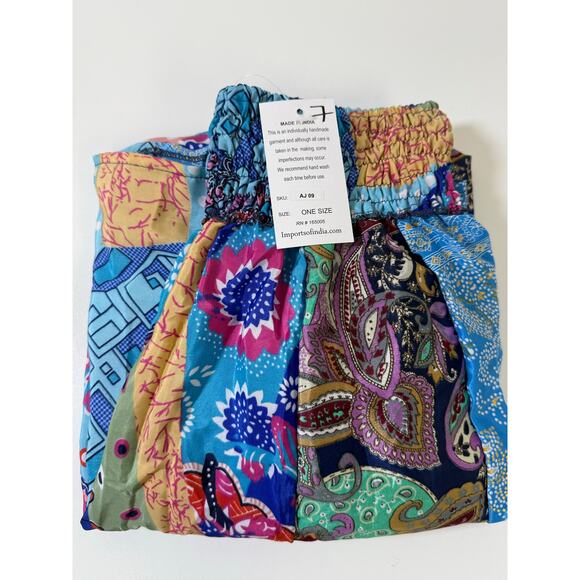 Mixed-print wide-leg trousers- One Size 100% Silk - Picture 5 of 5